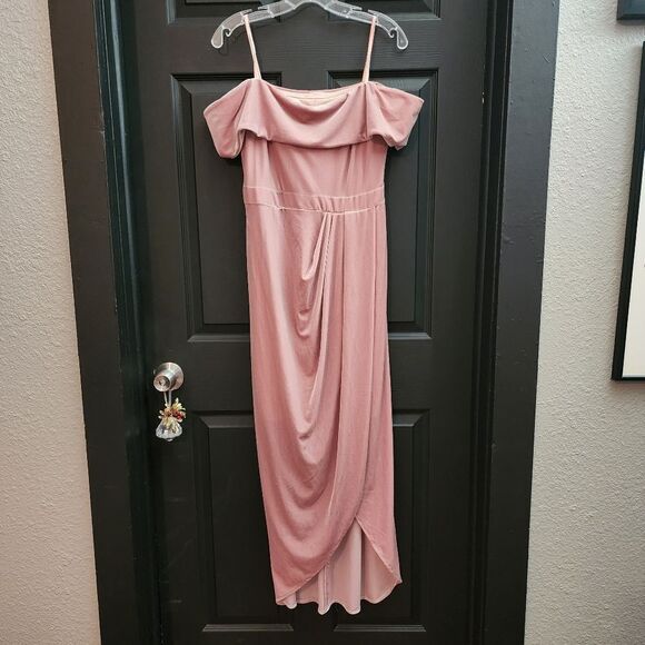 BHLDN Sz. 14 New Edison Velvet Bridesmaid Dress in Blush Mother of the Bride - Picture 12 of 15